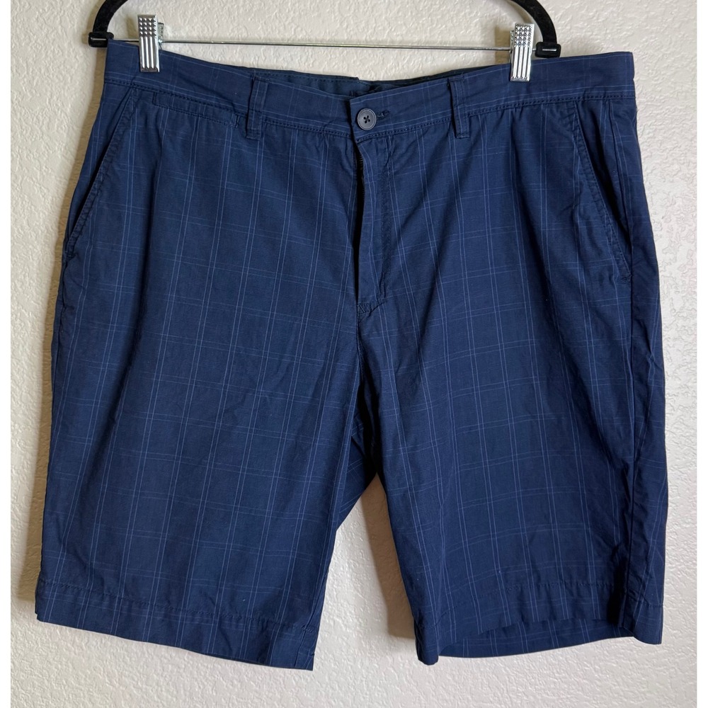 Southern Pines Mens 38W Chino Shorts Navy Blue Plaid Windowpane‎ Preppy Golf